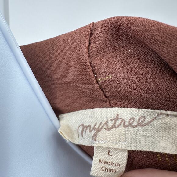 Mystree Long Sleeve Top WMNS L Mauve Gold Built In Cami Adjustable Strap Hi Low - Picture 10 of 12